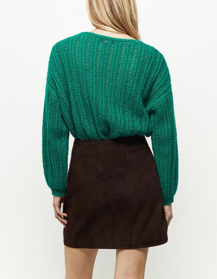 TIMING - Pull vert cèdre tricot fantaisie-3