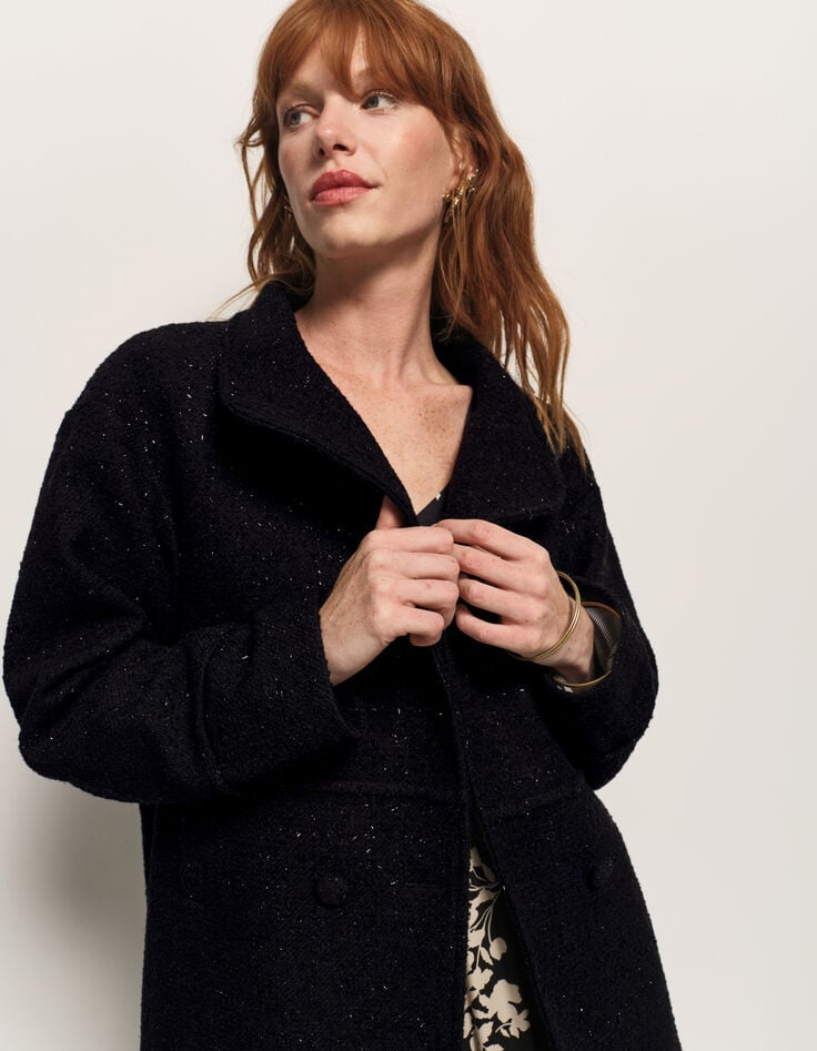 DUNE - Manteau noir lainage fantaisie lurex-3 DUNE - Manteau noir lainage fantaisie lurex-3