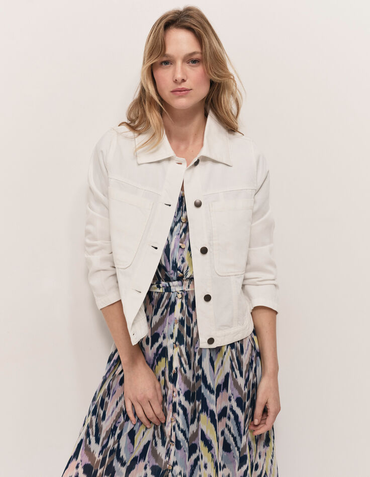 DESIGN - Veste en jean ivoire-1