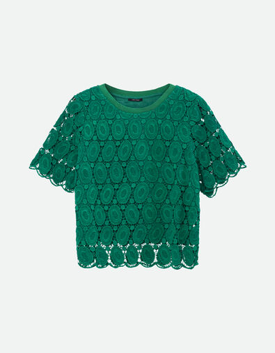 CARAIBES - Top vert dentelle esprit macramé  - One Step