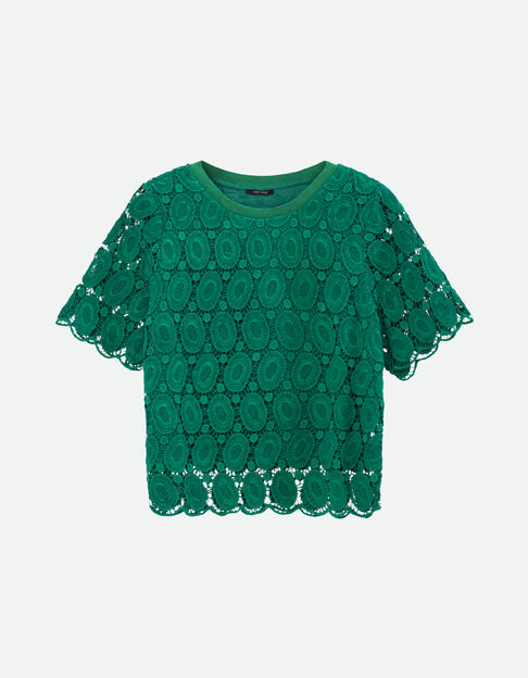 CARAIBES - Top vert dentelle esprit macramé  - One Step