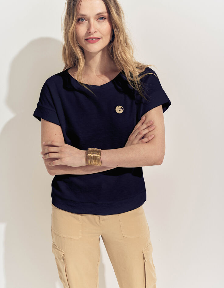 MANILIA- T-shirt marine éponge broderie monogramme-3 MANILIA- T-shirt marine éponge broderie monogramme-3