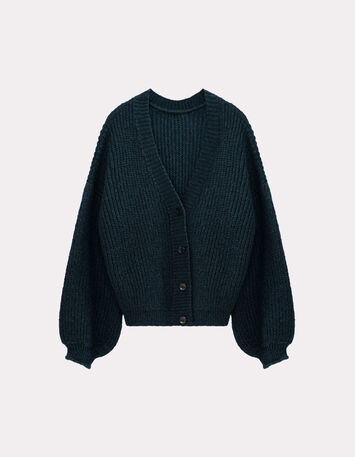 TREFLE - Cardigan vert tricot réversible devant/dos-6