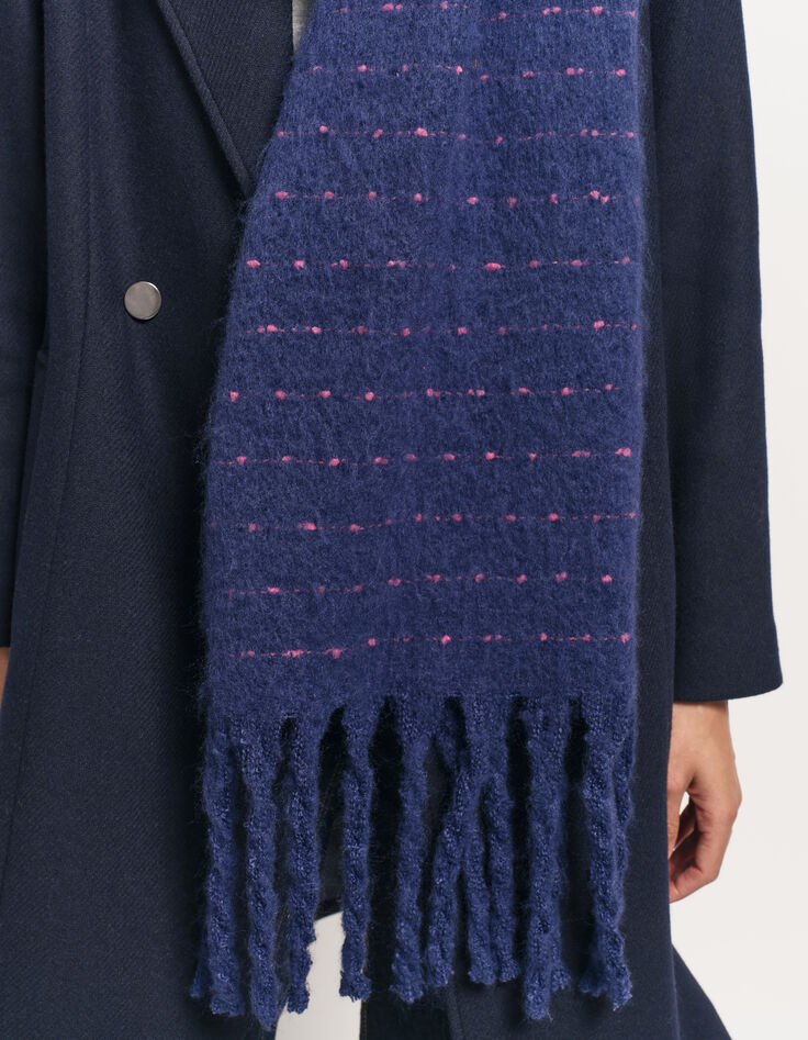 ALANA - Echarpe marine rayures doupions roses-4