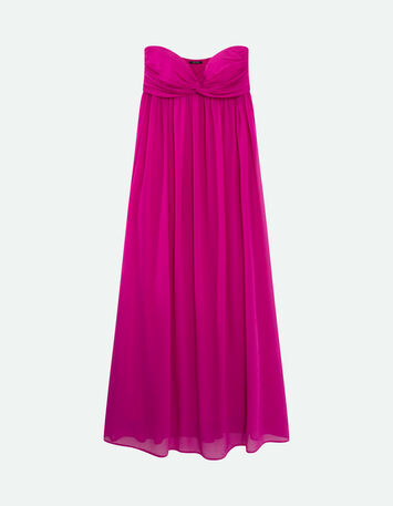 RHODES - Robe bustier longue orchidée à bandeau plissé-4