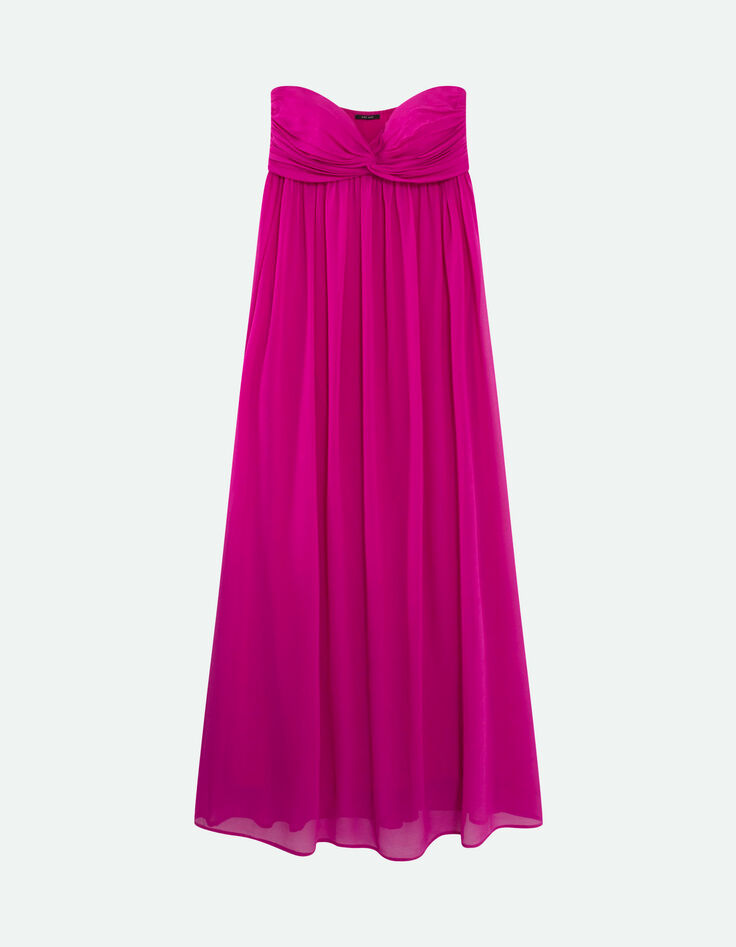 RHODES - Robe bustier longue orchidée à bandeau plissé-4
