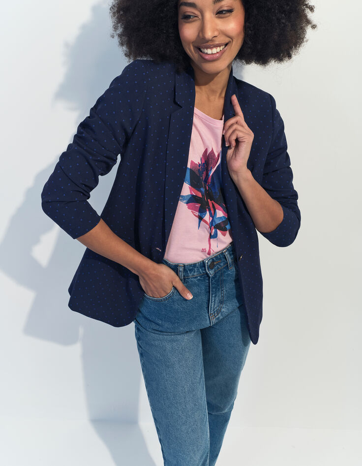 VINNY - Veste de costume bleue imprimé minimaliste carrés-2