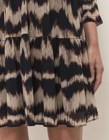 RISOTA - Robe chocolat à imprimé rayures arty-3