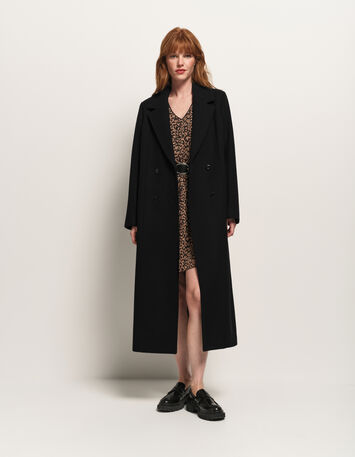 DWAIN - Manteau long noir zippé-5