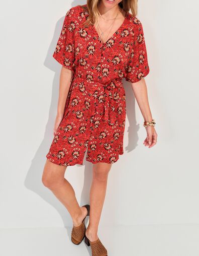 RADKA - Robe orange imprim&eacute; floral d'&eacute;t&eacute;  - One Step