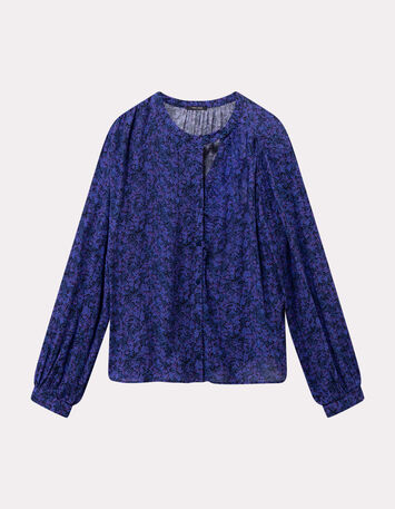 CHARLEY - Blouse marine imprim&eacute; floral pois-5