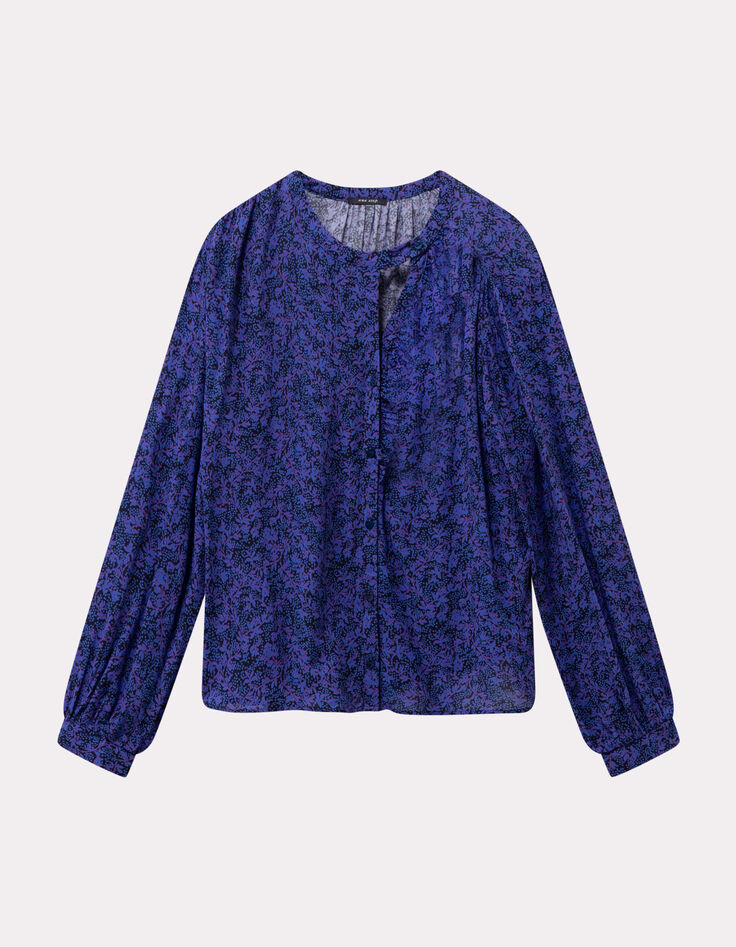 CHARLEY - Blouse marine imprim&eacute; floral pois-5