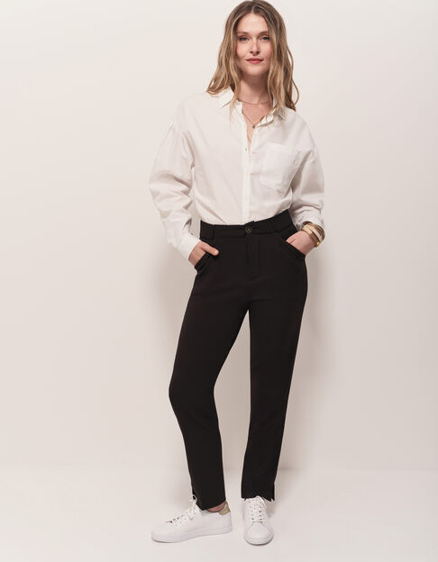 POPPY - Pantalon droit noir façon laine froide - One Step
