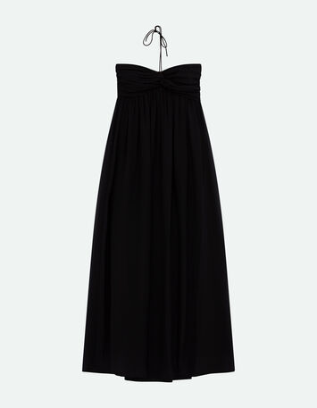 RHODES - Robe bustier longue noire recyclée bandeau plissé-4 RHODES - Robe bustier longue noire recyclée bandeau plissé-4