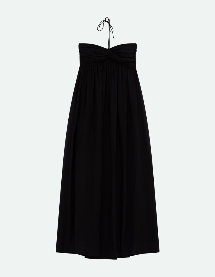 RHODES - Robe bustier longue noire recyclée bandeau plissé-4 RHODES - Robe bustier longue noire recyclée bandeau plissé-4