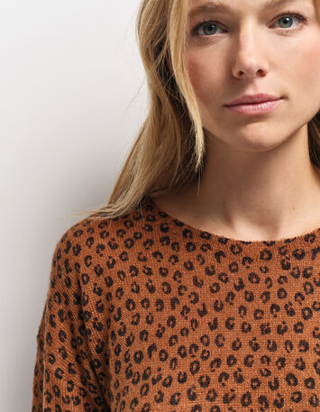 TANAGA - Pull camel tricot motif néo-fauve-4 TANAGA - Pull camel tricot motif néo-fauve-4