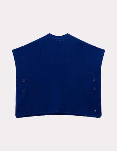 ADA - Poncho bleu tricot boutons côtés - One Step