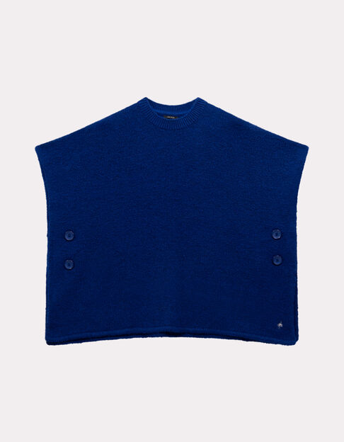 ADA - Poncho bleu tricot boutons côtés - One Step