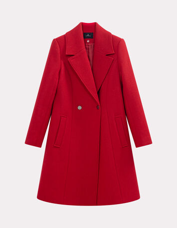 DEANA - Manteau rouge drap de laine-6