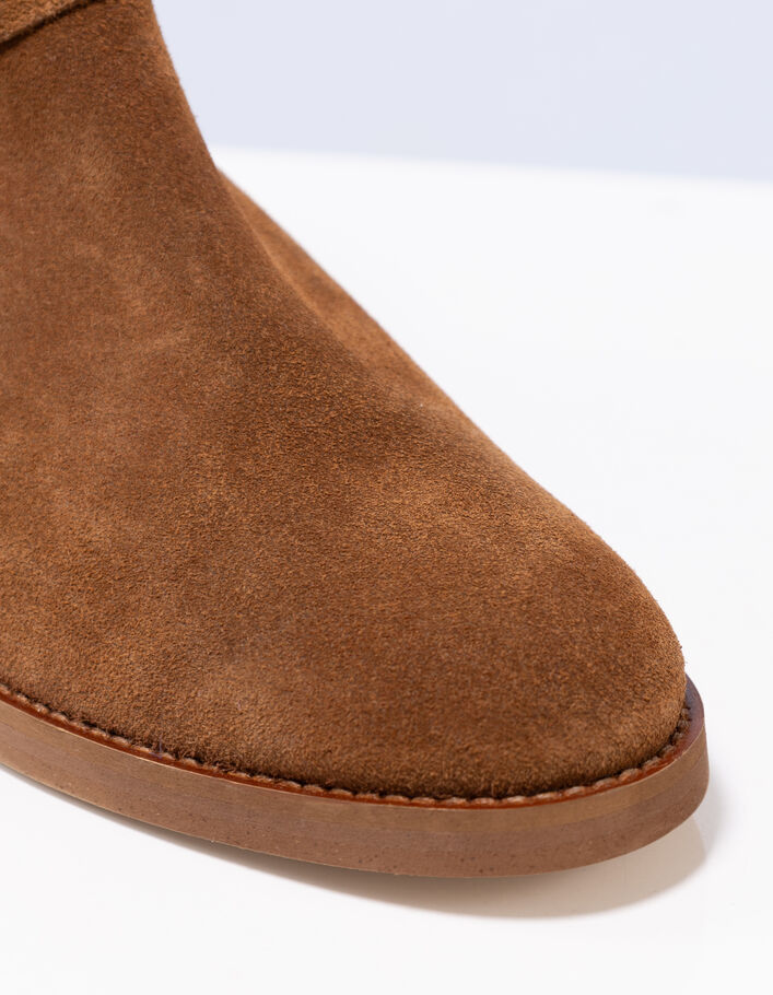 Boots camel cuir velours bride fixe One Step
