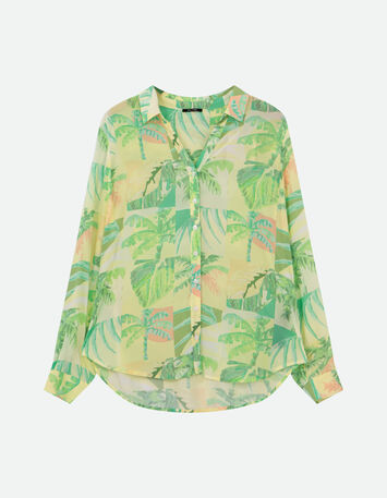 CROSS - Chemise verte imprim&eacute; oasis aquarell&eacute; -4