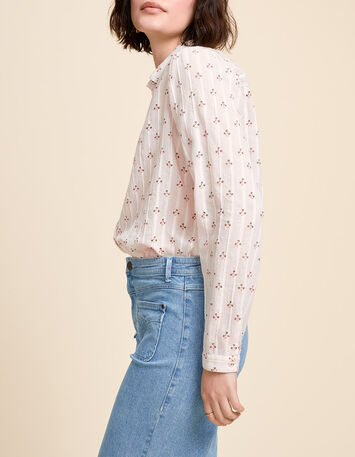 CHUT - Chemise rose poudré brodée à imprimé micro fleurs-5