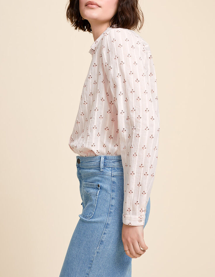 CHUT - Chemise rose poudré brodée à imprimé micro fleurs-5
