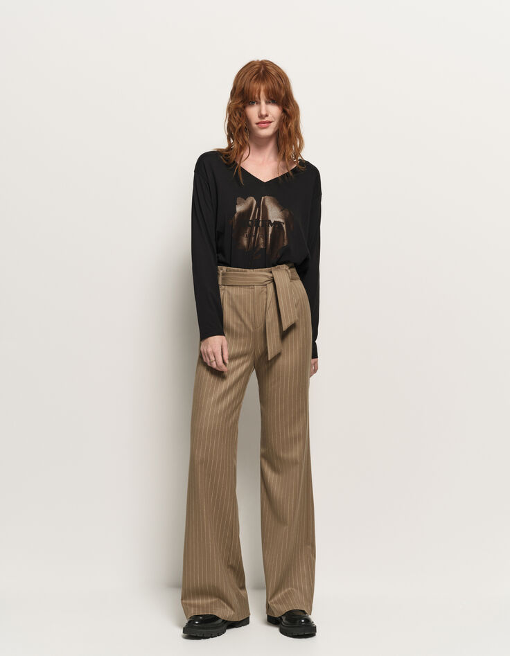PILEA - Pantalon de costume beige rayures tennis lurex-2 PILEA - Pantalon de costume beige rayures tennis lurex-2