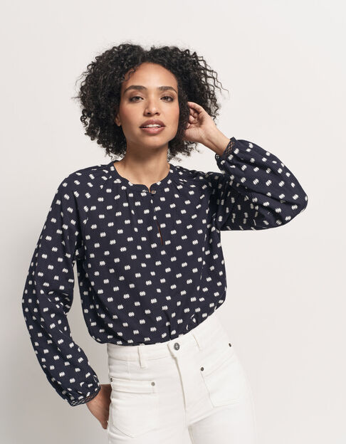 COLOMBE - Blouse marine broderies all over - One Step