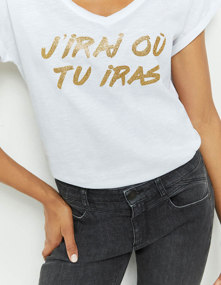 LE INDI - Jean slim gris chiné 7/8ème effet push up-4