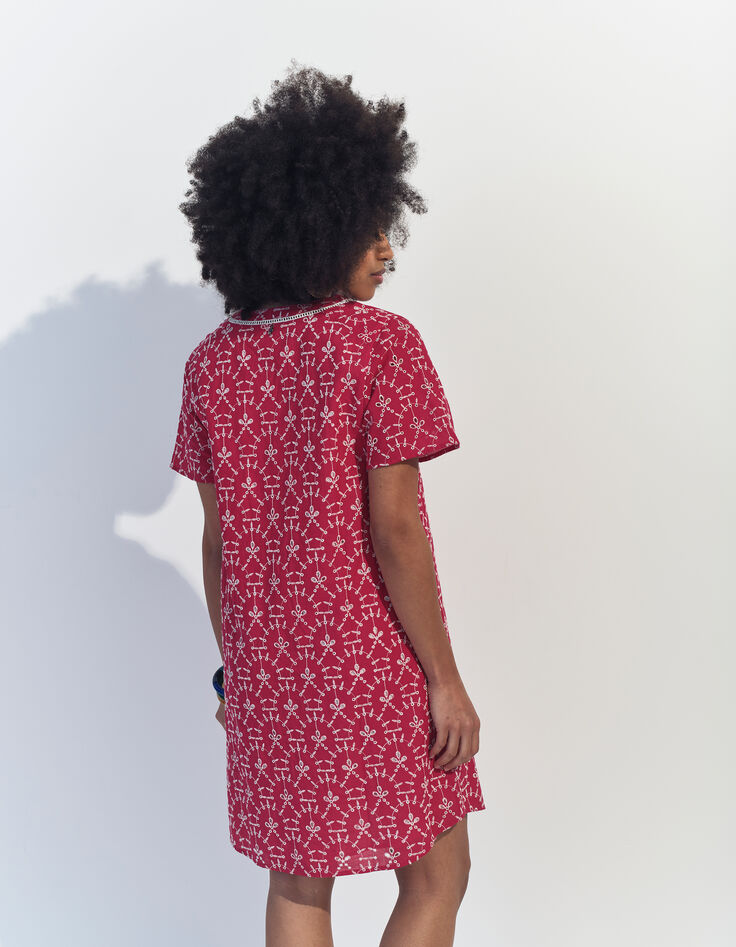 REKO - Robe rose coton bio broderies all-over -3