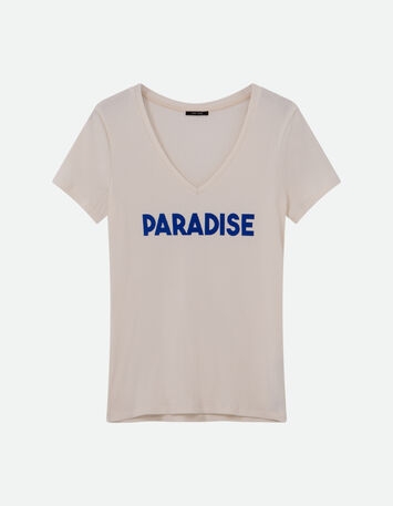 MIRO - T-shirt blanc c&ocirc;tel&eacute; &agrave; message -6