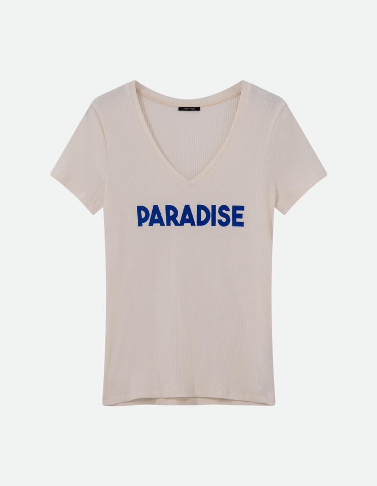 MIRO - T-shirt blanc c&ocirc;tel&eacute; &agrave; message -6