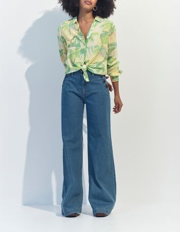 CROSS - Chemise verte imprim&eacute; oasis aquarell&eacute; -5