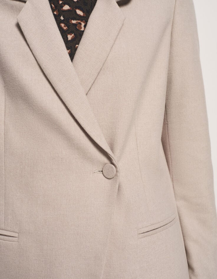 VIGG - Veste de costume beige boutonnage asymétrique-5 VIGG - Veste de costume beige boutonnage asymétrique-5