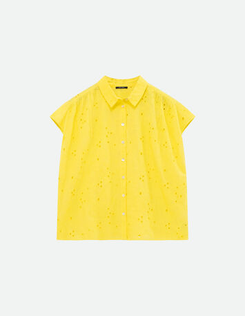 COATI - Chemise jaune broderie anglaise ton sur ton -6