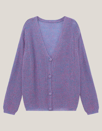 THILO  - Cardigan améthyste tricot fantaisie-2