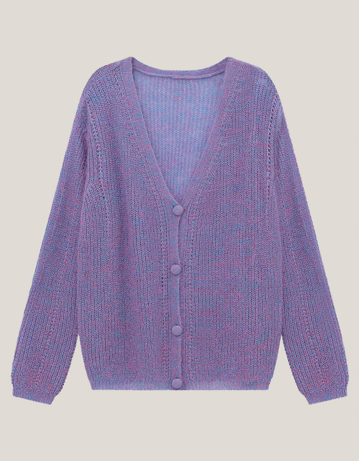 THILO  - Cardigan améthyste tricot fantaisie-2
