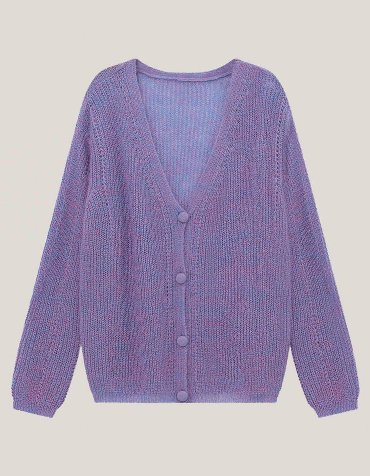 THILO - Cardigan améthyste tricot fantaisie-2 THILO - Cardigan améthyste tricot fantaisie-2