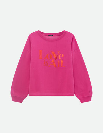 MERAKI - Sweat rose message rouge métallisé -4