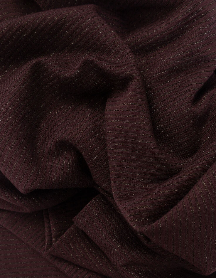 MAFALDINA - T-shirt marron fines rayures pailletées-3