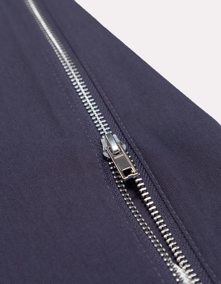 DYMAS - Parka courte marine avec capuche et zips c&ocirc;t&eacute;s-4