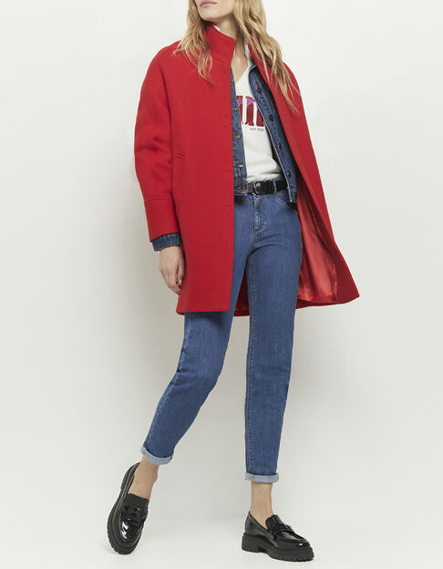 DALHIA - Manteau rouge en laine majoritaire - One Step
