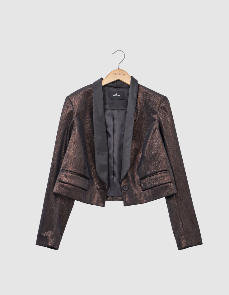 VELMA - Veste courte chocolate iris&eacute;e-1