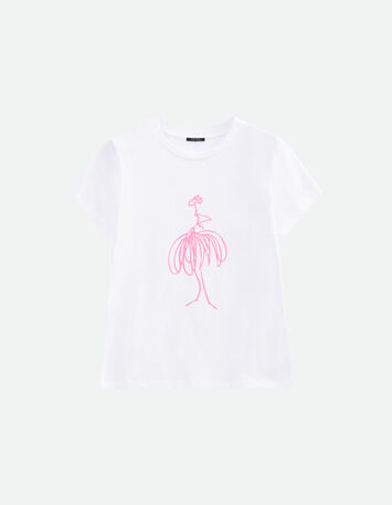 MASTER - T-shirt blanc print danseuse fluo-5