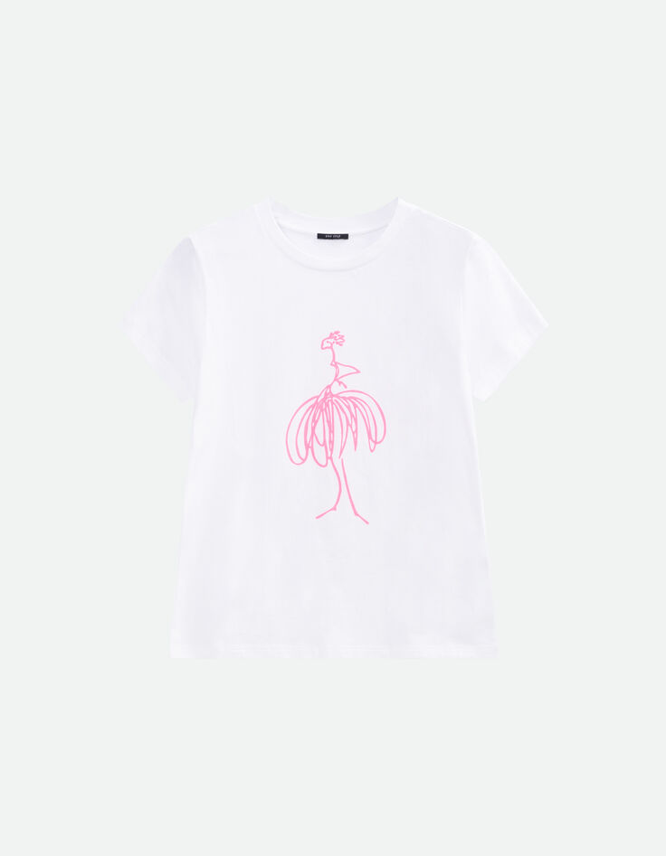 MASTER - T-shirt blanc print danseuse fluo-5