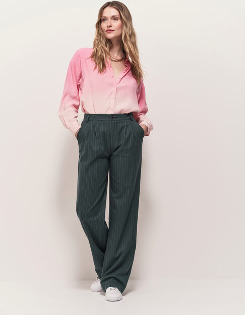 PALMA - Pantalon de costume vert motif rayures tennis - One Step