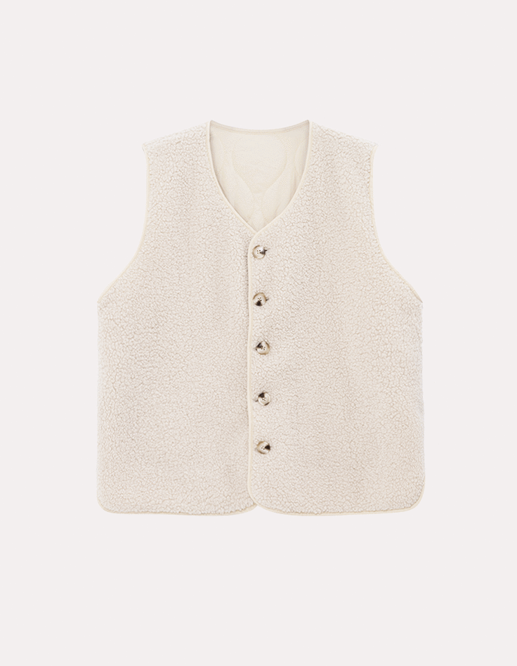 ARIEL - Gilet ivoire sans manches en sherpa-3
