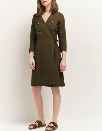 REILLY - Robe portefeuille kaki toile coton Lyocell®-1