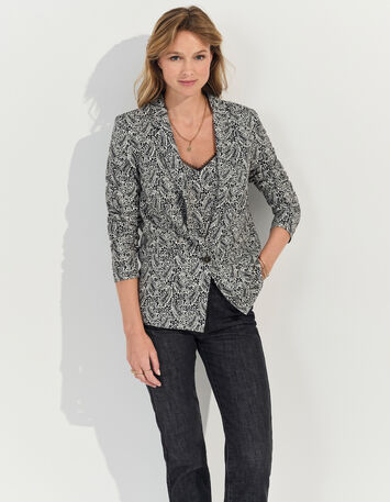 VINCE - Blazer noir à imprimé néo cachemire-2
